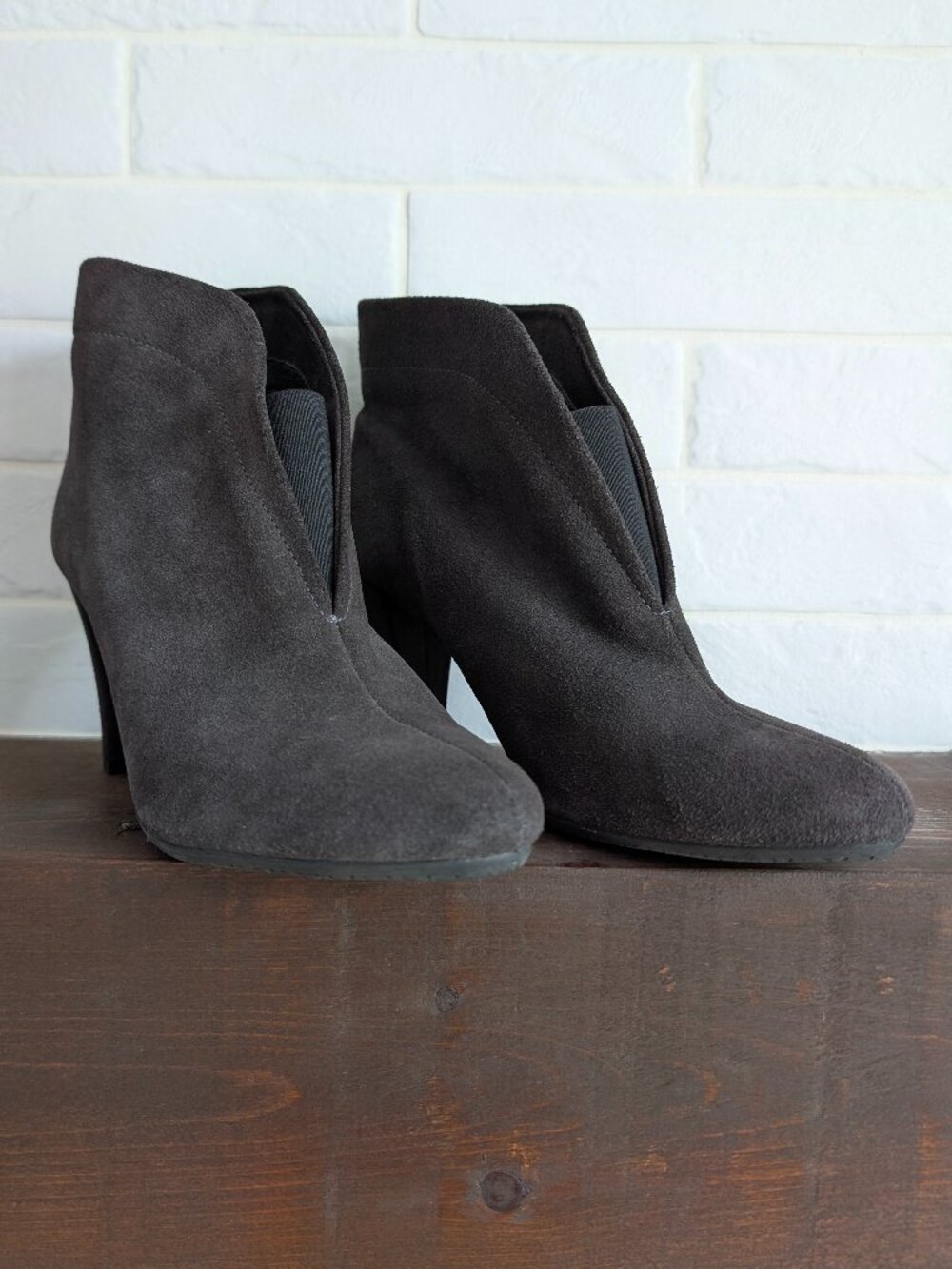 Ateliers Portugal Suede Booties Ankle Boots Dark Taupe Grey Size 40